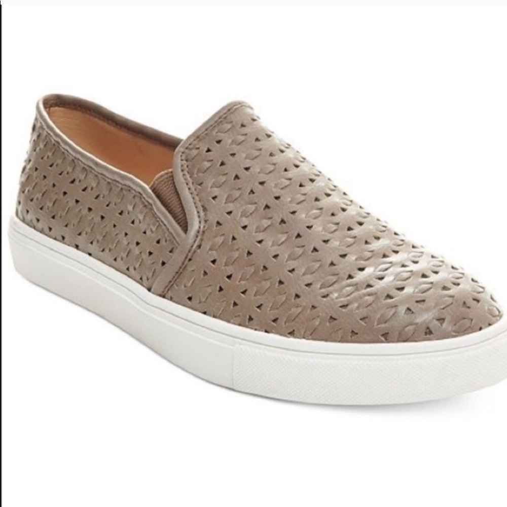 Steve Madden slip on sneaker tan weave shoe